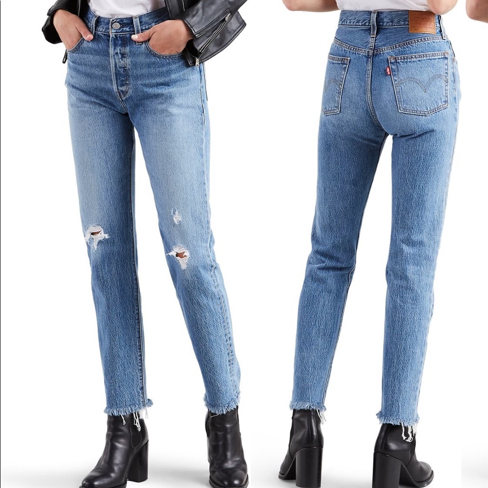Levi’s 501 high waist ripped fray